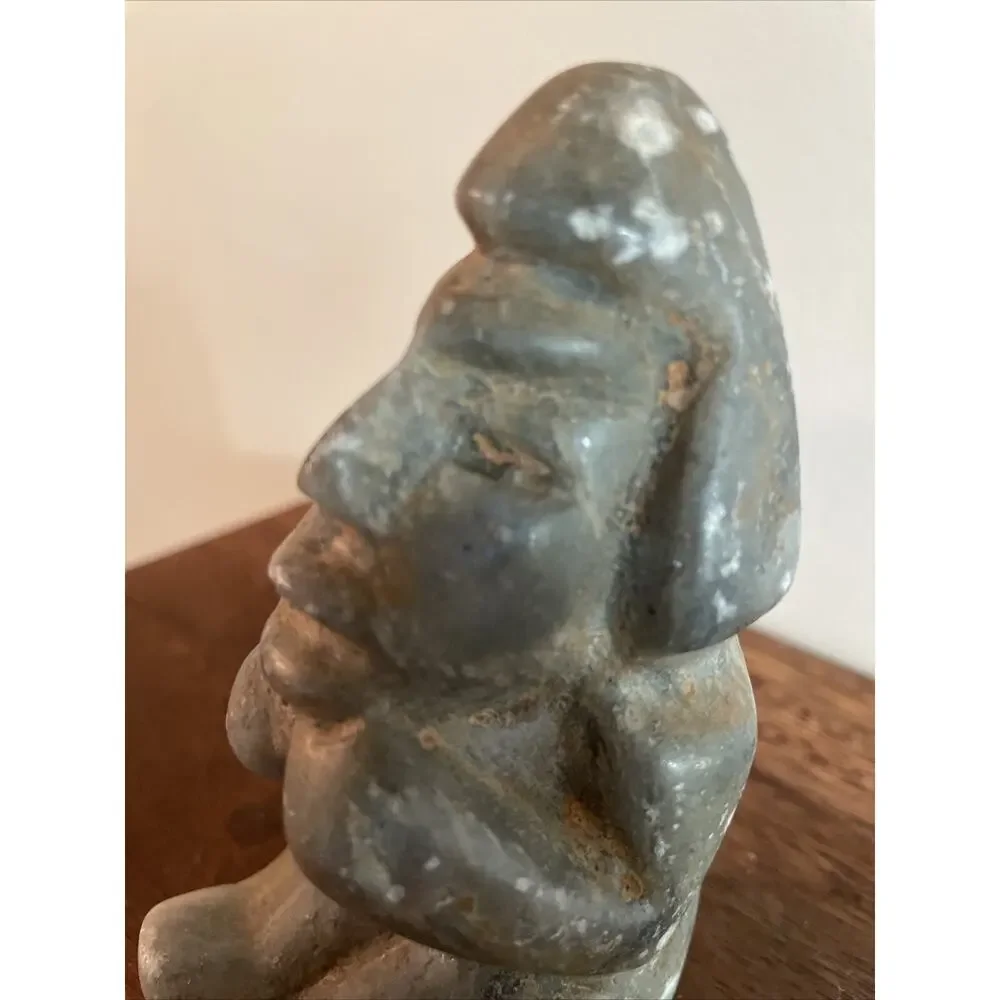 Pre- Colombian Stone Carved Aztec Mayan Warrior, Sculpture